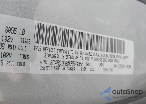 2019 Chrysler Pacifica Touring Plus из США, поврежденный, VIN 2C4RC1FG0KR574955